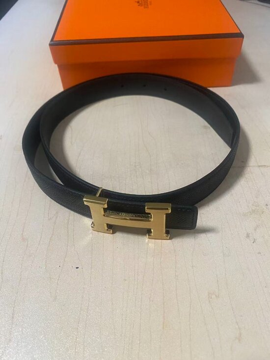 Hermès H Logo Belt Black Leather Designer Belt 85cm